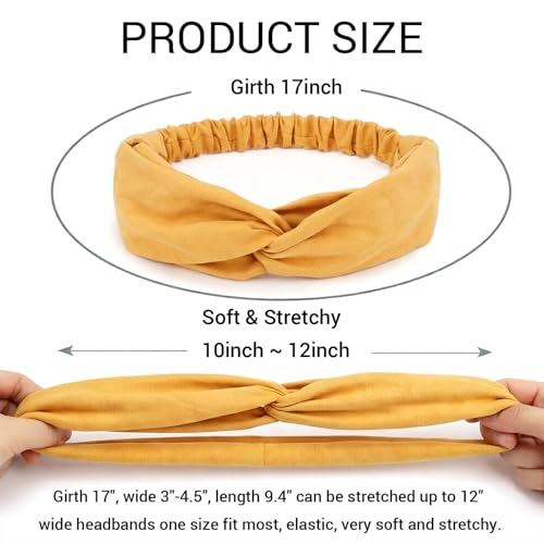 DRESHOW 10 Pack Boho Headbands for Women Vintage Cross Elastic Head Wrap Hair Accessories - color: 10 Pack C: Solid Series I