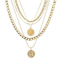 Todenb Pirate Necklace for Women Pirate Costume Accessories Pirates Outfit Jewelry Gold Coin Pendant Necklace Gold Layered Necklaces Halloween - color: B-Gold