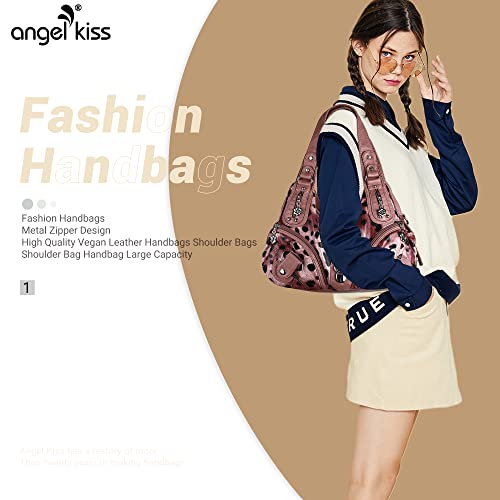 Angelkiss Hobo Purses and handbags for Women Satchel Handbag Women Purses Large Daily Shoulder Bags | Purses - color: Leopard Pink