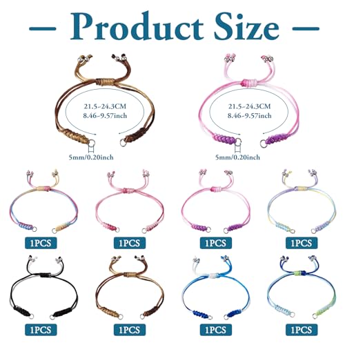 Adjustable Slider Bracelets Colorful Half Finished Bracelets Adjustable Beaded Bracelets DIY Friendship Bracelets for Women Jewelry Making Gifts Supplies - color: Colorful-Gradient