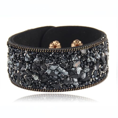 Long tiantian Boho Bracelets for Women Western Jewelry for Women Leather Wrap Bracelets Stackable Bangle Western Outfit for Women - color: leather bracelets(black)