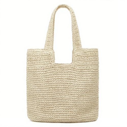 Crochet Beach Bags for Women Woven Purses Shoulder Bag Tote Handbag Summer Beach Purse - color: Wy11-white