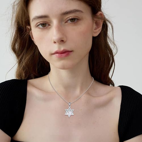 ONEFINITY Tree of Life Necklace 925 Sterling Silver Abalone Shell Celtic Knot Pendant Necklace for Women Jewelry - style: White Opal Star David