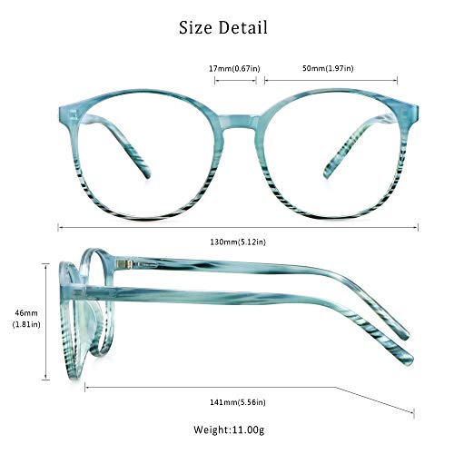 LifeArt Round Blue Light Blocking Glasses, Computer Glasses, Gaming Glasses, TV Glasses for Women Men (Striped Blue, No Magnification) - color: 15_days_stripe Blue, size: +0.00(No Magnification)
