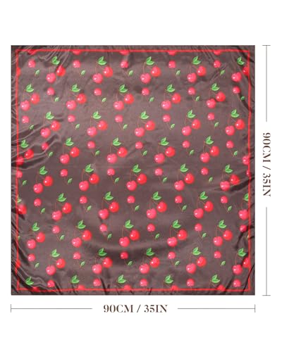 AWAYTR 35” Square Satin Head Scarf Hair Scarf for Women's Hair Silk Bandana for Women Silk Head Wrap for Sleeping - color: Cherry Brown