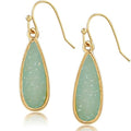 Teardrop Dangle Earrings for Women with Simulated Druzy Stones, in Gold or Rose Gold Tone - color: Gold - Aqua Stone
