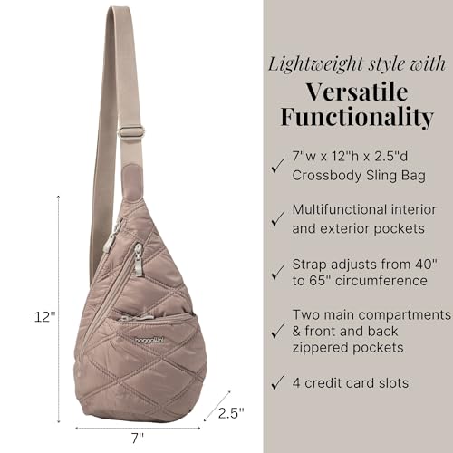 Baggallini Mini Sling - 12x7 Sling Crossbody Bag Backpack with Adjustable Shoulder Strap - color: Moonrock Quilt