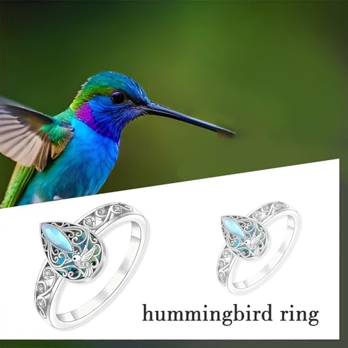 ONEFINITY Dragonfly Filigree Ring Sterling Silver Rings Gifts for Women Jewelry - style: Hummingbird