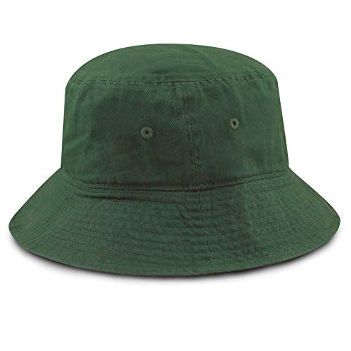 The Hat Depot Bucket Sun Hat 100% Cotton Long Brim and Deeper & Round Top Tennis Packable Summer Fashion Outdoor Hat - color: Dark Green, size: Large-X-Large