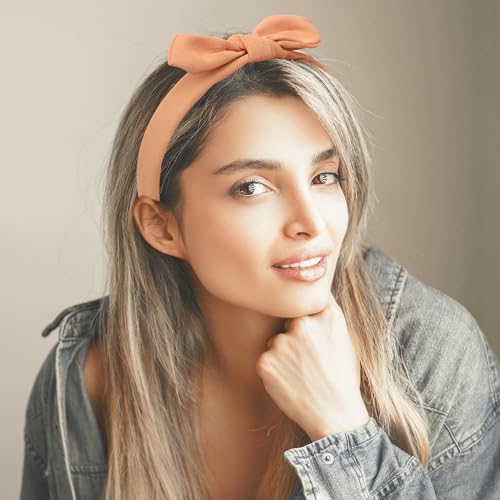 Jaciya Bow Headbands for Girls Women Hair Accessories Thin Headband with Bow Knotted Head Band Bunny Ears Hairband - color: Color 2