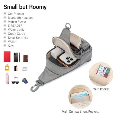 Hanke Crossbody Sling Bag for Women Men, Small & Large Casual Cross Body Sling Bags, Chest Bag for Outdoor Hiking Travel - color: Rock Grey, size: Small