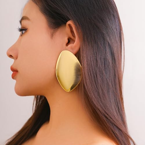 Statement Earrings for Women Big Earrings Large Statement Earrings Chunky Irregular Geometric Drop Dangle Earrings Oval Round Pebble Shape Earrings Chunky Jewelry - style: style gold