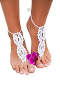 Barmine Emily crochet barefoot sandals in WHITE, hand crochet, original design, handmade, for beach wedding 1 pair