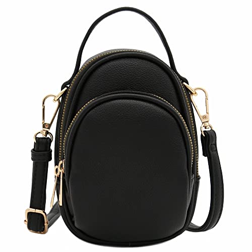 FashionPuzzle Two Compartment Mini Crossbody Bag | Two Compartment - color: Black