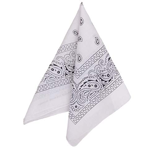 Pack of 3 X-Large Polyester Non Fading Paisley Bandanas 27 x 27 Inches by M.H.I. - color: White