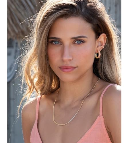Trendy 14K Gold Plated Hoop Earrings for Women, Chunky Gold/Silver Earrings for Women Cubic Zirconia Baguette Hoop Earrings Heart Hoops Lightweight Hypoallergenic Jewelry,25mm/35mm/40mm/50mm - color: 01 Gold Pink Hoops 25mm