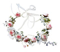 Vivivalue Pearl Flower Crown Floral Garland Headband Flower Halo Headpiece Hair Wreath Boho with Ribbon Wedding Party Festival Photos Pink - color: 5