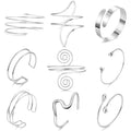 9Pcs Arm Cuff Bracelets Gold Upper Arm Cuff for Women Adjustable Upper Arm Bangle Bracelet Minimalist Irregular Arm Bangle Armband Coil Swirl Armlets Armband Jewelry Set - color: Silver B