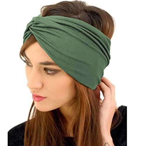 Jesries 10 PCS Women Headbands African Wide Hair Wrap Extra Turban Head Bands for Lady Large Sport Workout Stretch Non-slip Big Hair Bands - color: Brown