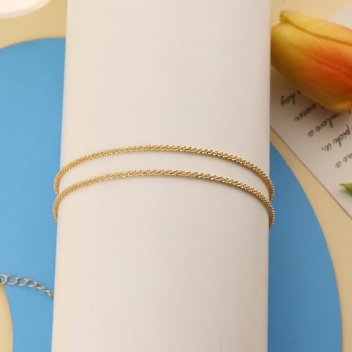Ankle Bracelets for Women Gold Silver Layered Glitter Anklet for Women Waterproof Beach Cross Anklet Set Dainty Summer Foot Jewelry - color: Gold Layered Anklet