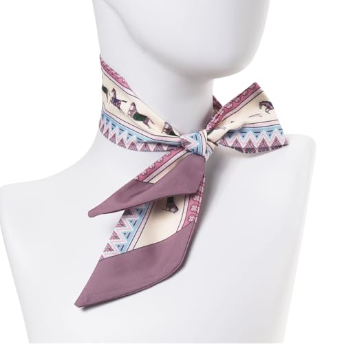 QIUTIMIY 4 Pack Purse Scarf Handbags Skinny Twill Hair Scarves Narrow Neck Scarf Band Women Fashion Accessories Bag Charms - color: Style 2-12