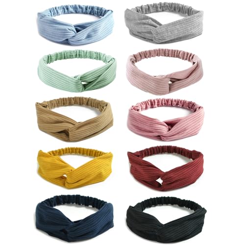 DRESHOW 10 Pack Headbands for Women Criss Cross Vintage Head Wrap Boho Headband Twisted Elastic Hair Accessories - color: 0-10 Pack: Cross Style A