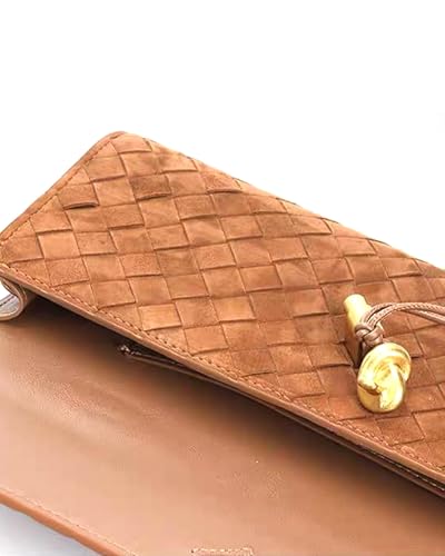 NEWBELLA Handwoven Women's Clutch Purse, Crossbody Bag with Adjustable Strap for Evening & Casual Use - color: Matted Brown