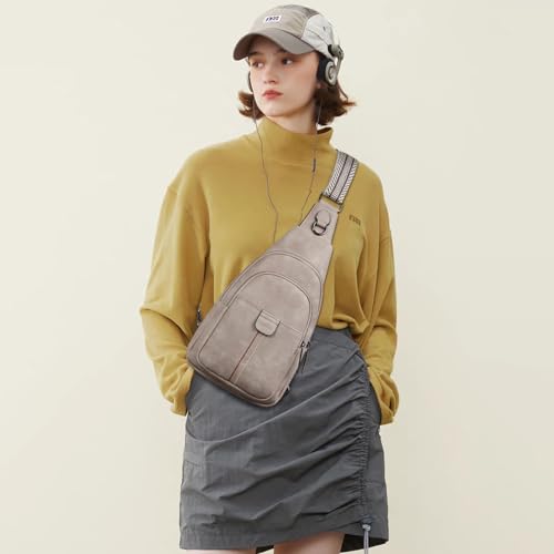 cakang Womens Sling Bag Crossbody Bags for Women Vegan Leather Sling Backpack Daypack Fanny Pack Crossbody Purse Travel - color: 4-grey