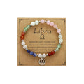 Zodiac Natural Stone Bracelet – Handmade Crystal Healing Bracelet with Zodiac Charm – Adjustable Beaded Jewelry Gift for Women Men Girls - color: Libra