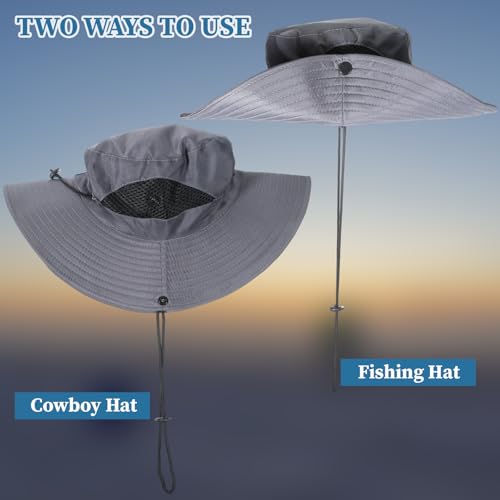 Sun Bucket Hats Waterproof Packable Protection Hat Hiking Fishing Beach Garden Hat Camping Traveling Wide Brim Hats for Men Women Dark Gray