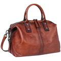 Iswee Genuine Leather Satchel Tote Bag Top Handle Handbag Designer Shoulder Bag Large Capacity Cross Body Bag - color: Brown