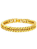 ChainsHouse Stainless Steel Cuban Link Bracelet, 8mm/12mm/17mm Width, 7.5"/8.3"/9", 18K Gold Plated Chain Wrist Bracelets for Men Women, Send Gift Box - color: L: Gold-8mm width
