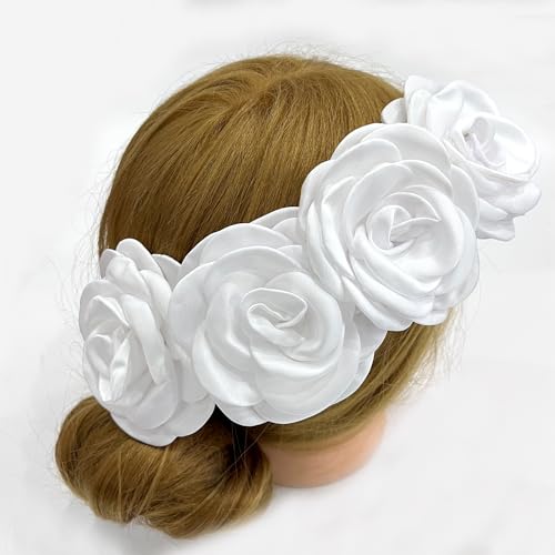 Sanrich Women's Brooches 4pcs Rose Flower Hair Clip Mexican Hair Flowers Clips Hairpin Brooch Tea Party Hats Headpieces (white) - color: white
