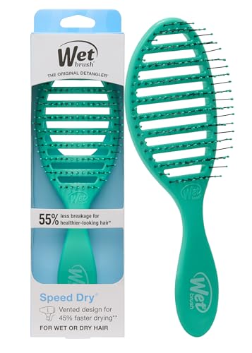 Wet Brush Speed Dry Hair Brush, Amazon Exclusive Aqua, Vented Design & Soft HeatFlex Bristles, Blow Dry Safe, Ergonomic Handle Manages Tangles & Uncontrollable Strands, Pain-Free Hair Accessories - color: Amazon Aqua, size: 1 Count (Pack of 1)