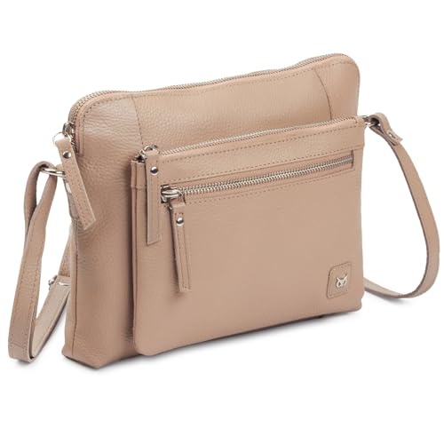 Leather Crossbody Bags for Women Small Soft Genuine Pebbled Sling Shoulder Handbag Crossover Purse with Full Adjustable Strap (Taupe Nappa) - color: Taupe Nappa