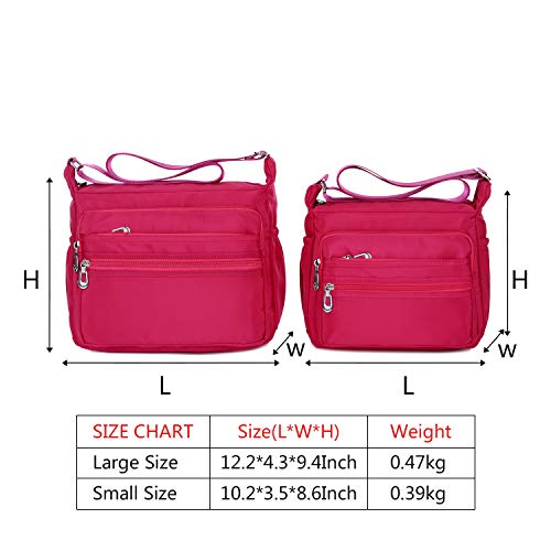NOTAG Crossbody Bag for Women Waterproof Shoulder Bag Messenger Bag Casual Nylon Purse Handbag - color: Pink-l