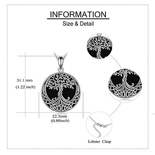 ONEFINITY Tree of Life Necklace 925 Sterling Silver Abalone Shell Celtic Knot Pendant Necklace for Women Jewelry - style: Black Onyx Tree