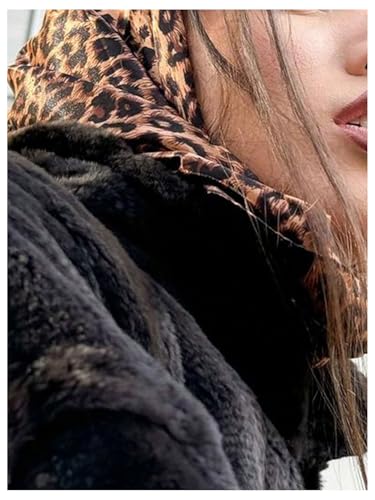 RoseSeek Women's Cheetah Print Silk Head Scarf Leopard Satin Rave Hair Scarf Headband Square Scarves - color: Brown