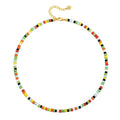 Aobei Pearl Gemstone Beaded Choker Necklace for Women Boho Turquoise/Cultured Freshwater Pearls/Garnet/Amazonite Jewelry - color: M Coloured Glaze