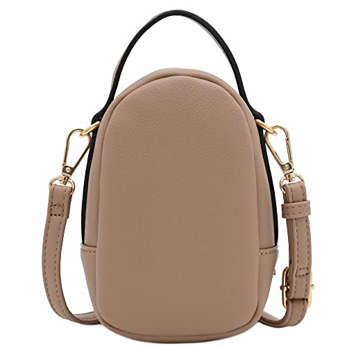 FashionPuzzle Two Compartment Mini Crossbody Bag | Two Compartment - color: Taupe