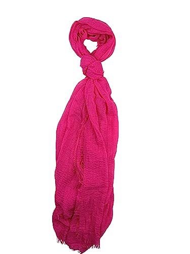 Humble Hilo Womens Woven Bohemian Style Gauze Scarf,Shawl, Head Wrap Fringed Edge Lightweight, Long Folds Small - color: Pink