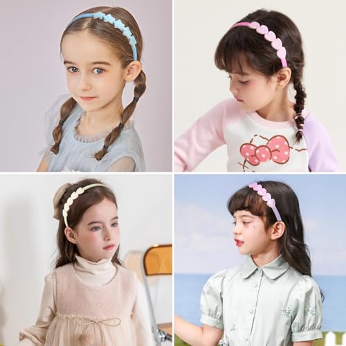 Fishdown Headband for Kids Girls, 10Pcs Rainbow Glitter Hairband for Toddler Heart Rainbow Star Non-slip Headbands with Teeth - color: Multicolor