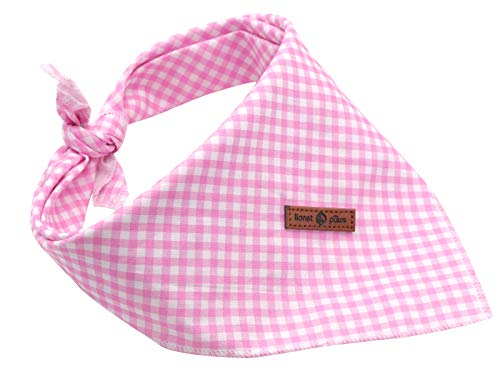Lionet Paws Dog Bandana Washable Cotton Handkerchief Scarf Triangle Bandana for Small Medium Large Dogs Pink Grid - color: Pink Grid, size: Small (Pack of 1)