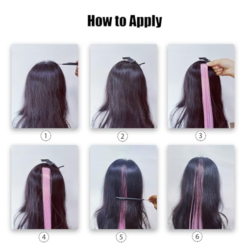 12pcs Clip in Rainbow Hair Extensions, 22 Inch 2 in 1 Hair Mixed Tinsels, Holiday Party Highlights(Grey Purple) - color: Grey Purple