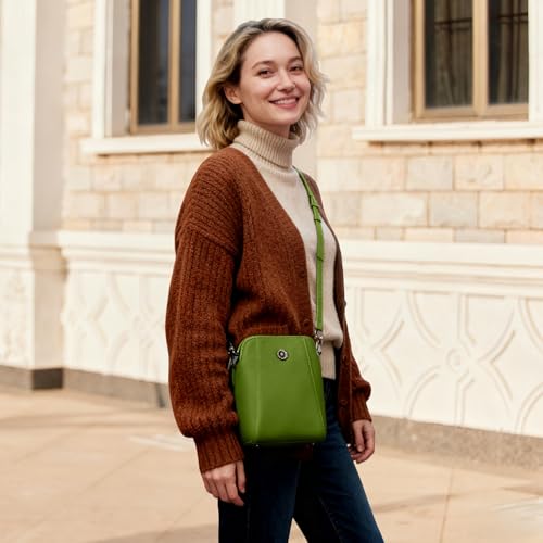 Genuine Leather Small Crossbody Bags for Women | Lightweight Shoulder Purse, Designer Handbag with Adjustable Strap, Casual Travel Everyday Bag - color: Green-new