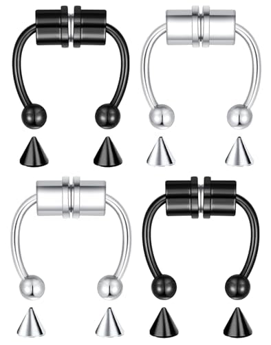 1-16Pcs 16G 18G 20G 22G Nose Rings Hoops Nose Piercings Fake Nose Ring Fake Septum Nose Ring Fake Lip Rings Fake Septum Piercing Fake Nose Piercing Fake Nose Hoop Faux Nose Rings Clip On Nose Cuffs Nose Piercing Jewelry Nose Rings for Women Men Nose Hoops