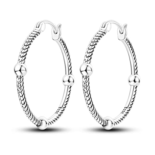 NARMO 925 Sterling Silver Hoop Earrings for Women Hypoallergenic Lightweight Simple Huggie Hoop Earrings Twisted Hoop Earrings Colorful Cubic Zirconia Hoop Earrings Rainbow Hoop Earrings - color: Snake Bone