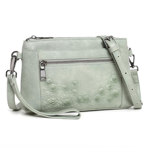 MEITRUE Wristlet Wallet Small Crossbody Bags for Women Clutch Purse Leather Phone Purse with Adjustable & Detachable Strap - color: A5-green-179