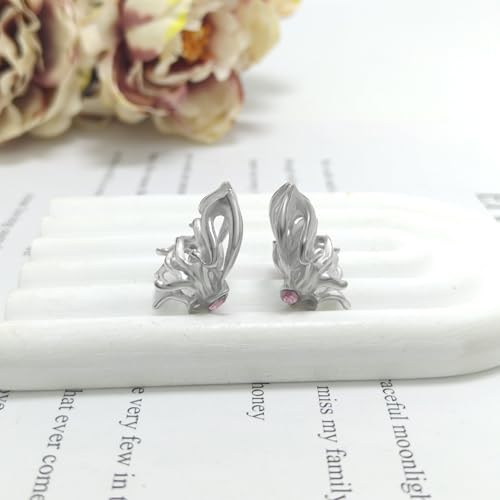 Gold Ear Cuff Earrings for Women Non Piercing 14K Gold Plated/Silver Cuff Clip On Cartilage Hoop Shining Cubic Zirconia Twisted Chain Ear Clip On Earring for Women Chunky Ear Cuffs Earrings - color: Pink-Butterfly