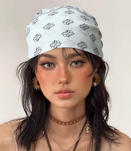 21"x21" Soft Cotton Bandana for Men and Women Unisex Head Wrap Scarf Headband Face Mask for Outdoor - color: Qm2-blk&wht Paisley